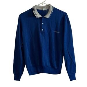 VTG Game Breaker‎ Sweatshirt Blue Collared Large Workout Gym Exercise Walk READ